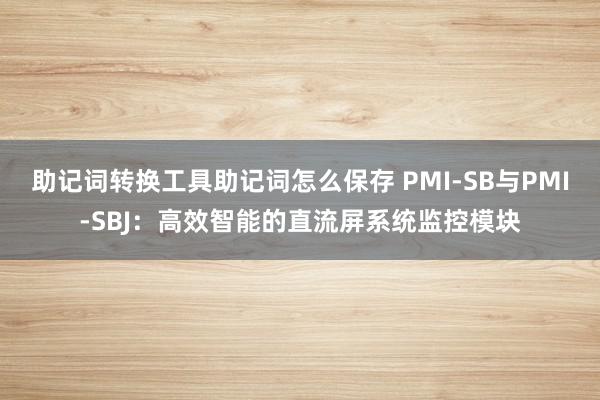 助记词转换工具助记词怎么保存 PMI-SB与PMI-SBJ：高效智能的直流屏系统监控模块